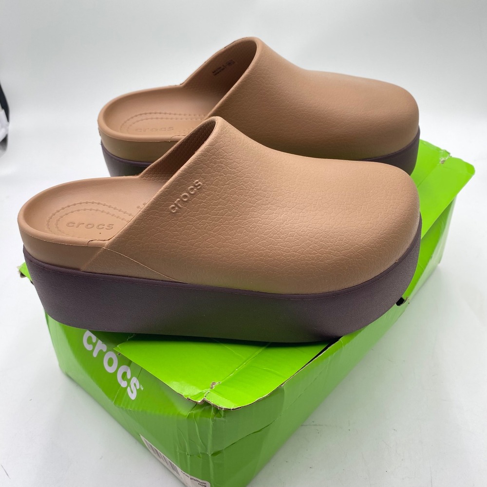 Crocs Dylan Platform Clog Women 7 Sepia Espresso Brown Platform Mules 209869-2EY